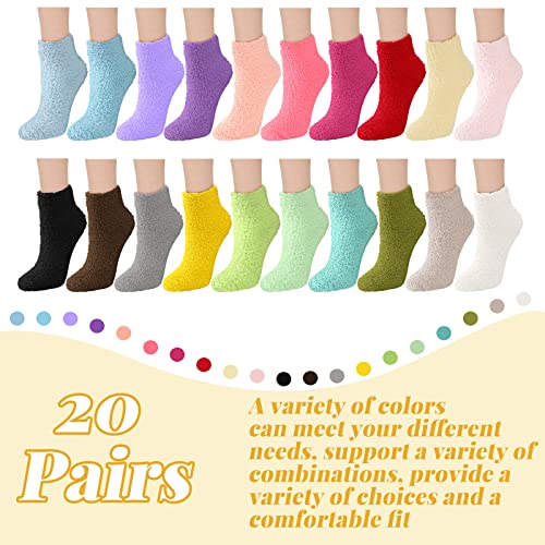20 Pairs Winter Warm Fuzzy Socks Soft Slipper Socks Cute Cozy Sleeping Socks Women's Slipper Socks for Girls Kids Teen2