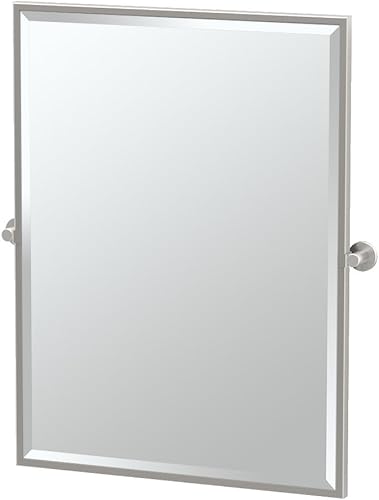 Miniatura 4 de Gatco 4699LG - Espejo ovalado sin marco de canal, 32 pulgadas, níquel satinadomontaje en pared, sin marco, biselado, ovalado, inclinable, para baño,