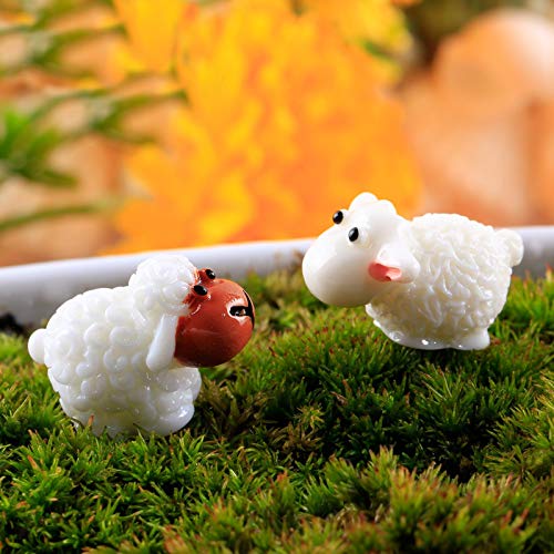 X Hot Popcorn 30 Pcs Miniature Sheeps Mini Garden Herd Of Sheeps Moss Micro Landscape Decoration Diy Resin Home Decor Animals Micro Fairy Garden(15Male Sheep+ 15Mother Sheep),Sheep #TOP2