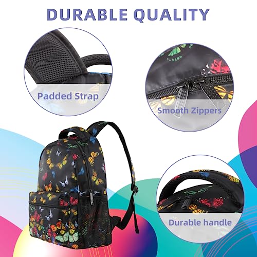 Butterfly Backpack for Girls Boys, Elementary Middle High School Bookbags for Teen Kids, Large Travel Laptop Back Packs for College Students Women Men, Durable Lightweight School Bags, Black3