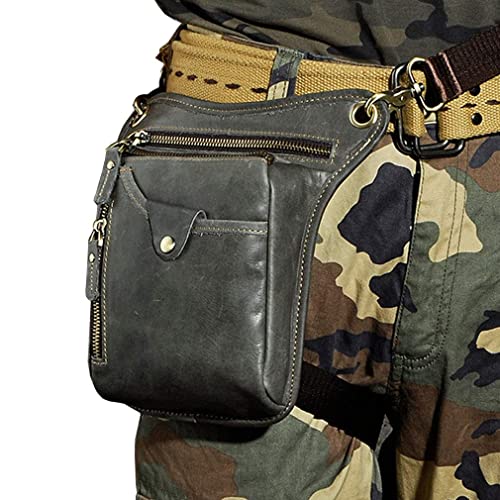 image for Hebetag Leather Waist Pack Drop Leg Bag for Men Women Belt Bumbag Mult