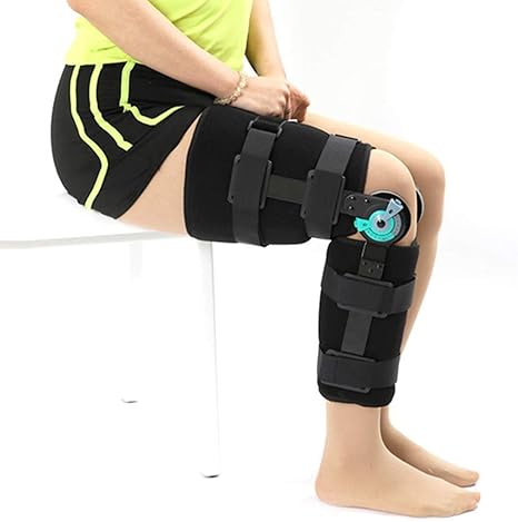 LoJax Adjustable Knee Brace Support Hinged ROM Knee Brace Immobilizer for ACL, MCL and PCL Injury, Orthosis Stabilizer Knee Pads,Right-Medium(53CM)