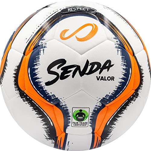 SENDA Valor Match Soccer Ball, Fair Trade Certified, Orange/Navy Blue, Size 5 (Ages 13 & Up)