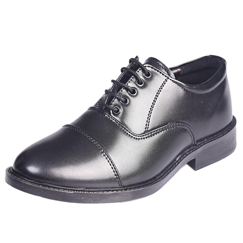 Image of Liberty Kulture Men's Leather Oxford Shoes, Police, Officers, Formal Lace-Up Mid Top Shoes Oxford-Black-7
