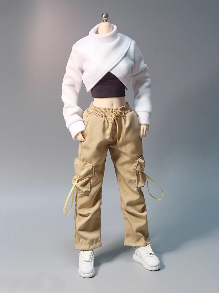 Vêtement 1/6 pour figurine féminine avec pantalon cargo kaki et gilet