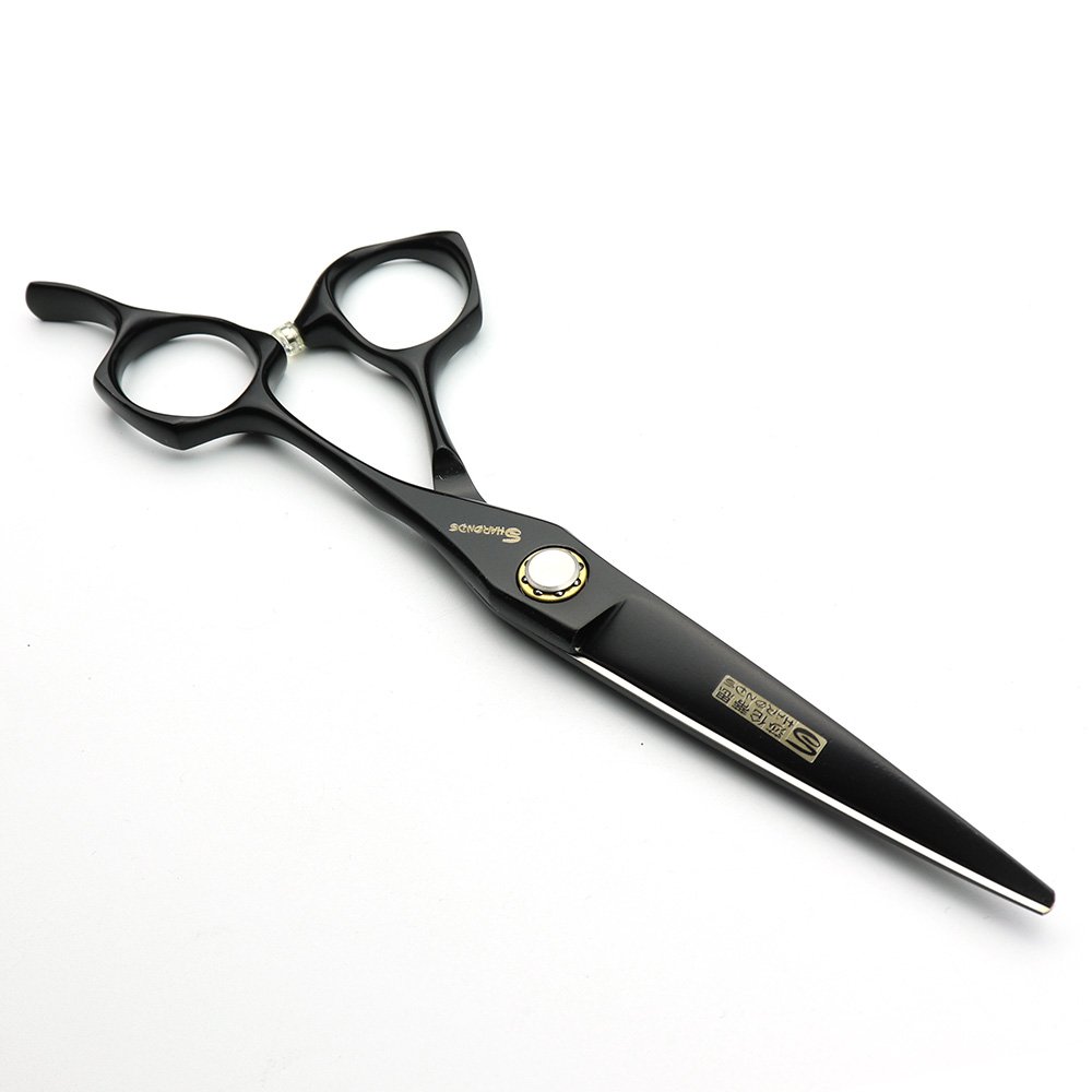 Tijeras de peluquería profesional de color negro, hechas a mano 6 pulgadas