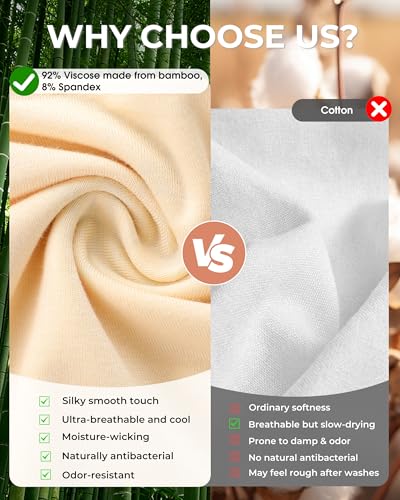 Image of BAMBOO COOL Womens Boy Shorts Underwear Full Coverage High Waist Boxer Briefs Panties for Women 5 Pack