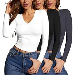 3-pack Black White Gray V-neck