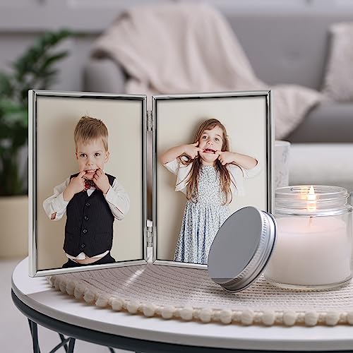 Silver Plated Photo Frame Double Book Style Picture Frame Plain Satin Finish and Tarnish Protected for Wedding Picture or Family Photo (8x6) - Image 4