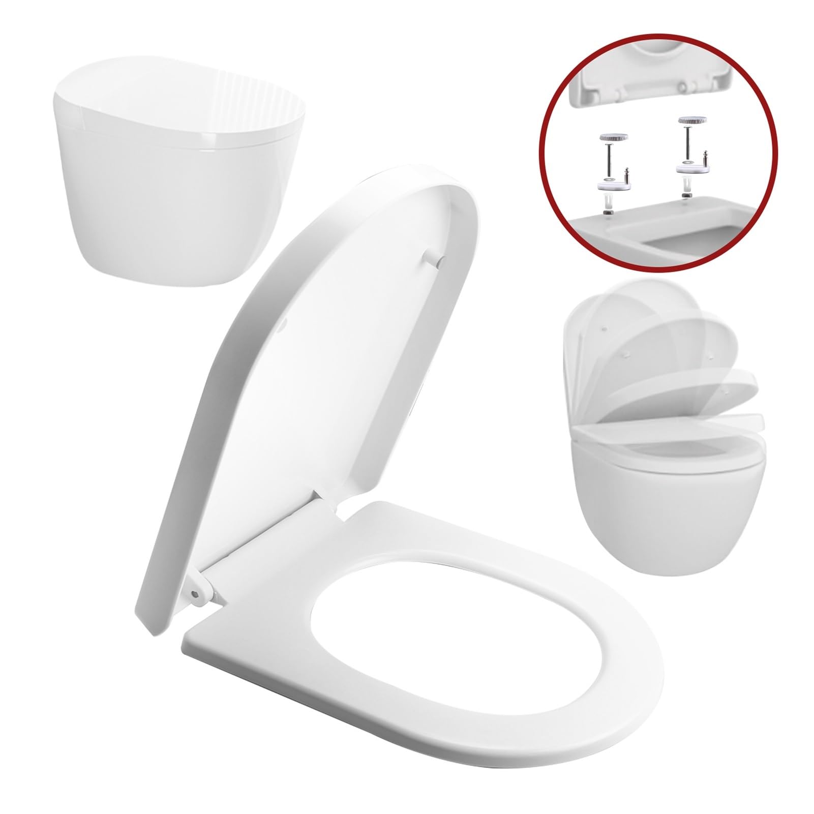 1PCS Badezimmer-Toilettendeckel, quadratisch, U-Typ-O, langsamer, geschlossener Sitz, Schnellspanner, Silentboard(Quick Release Square)