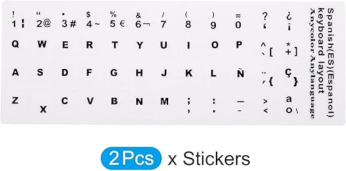 Miniatura 3 de PATIKIL Calcomanías de diseño de teclado español, paquete de 2 fundas universales de repuesto para teclados de computadora de escritorio, fondo