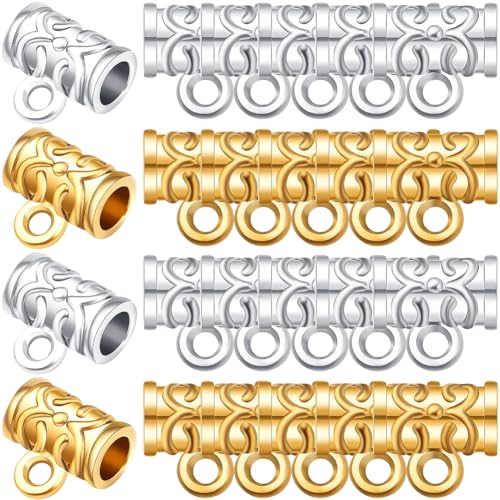 SOFPLATE 1 Box 160Pcs Connector Bail Beads Small Bail Tube Beads Bulk Alloy Textured Tibetan Style Silver Spacer Beads Charm Clasp Bead Hanger for Jewellery Making Charms Pendants Necklaces Supplies