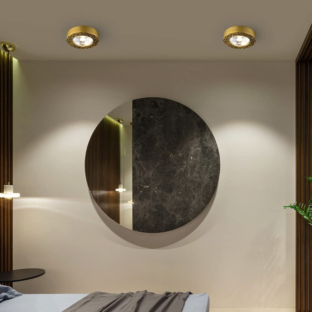 Lot de 5 Spots LED encastrés en saillie pour intérieur, 3W, 7W, 9W, 12W, en Laiton, directionnels, compatibles COB, avec éclairage Disque 6000K, 4000K, 3000K et 9W-4000K (12W-,12w-4000k