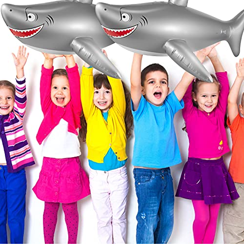 Inflatable Shark Float Pool Toy 40 Inch Pvc Large Shark Birthday Party Decorations For Baby Kids, Under The Sea Theme, Ocean Marine Beach (2 Pieces) #TOP5