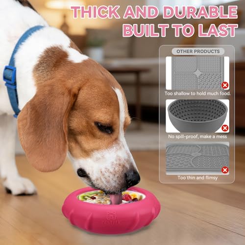 Image of Dog Lick Bowl, Bestalk Wobbly Freeze Bowl Enrichment Feeder for Dogs, Anxiety Relief Lick Mat Puzzle Toy for Distraction, BPA Free Silicone, Dishwasher Safe(Rose,L)