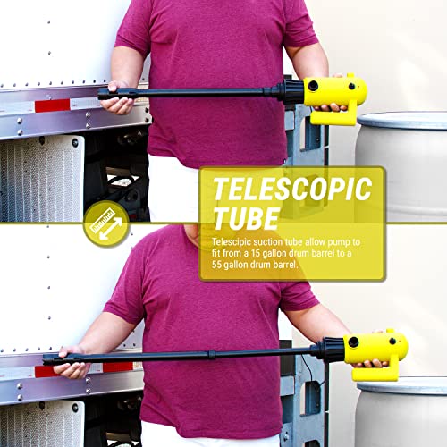 Tera Pump Tredrume 110V Ac Electric Telescopic Fuel (Gasoline Diesel Bio Diesel Etc.) Transfer Drum Pump 4.2 Gpm For Use On 15, 30, And 55 Gal With 6.6 Ft Discharge Hose N Nozzle #TOP2