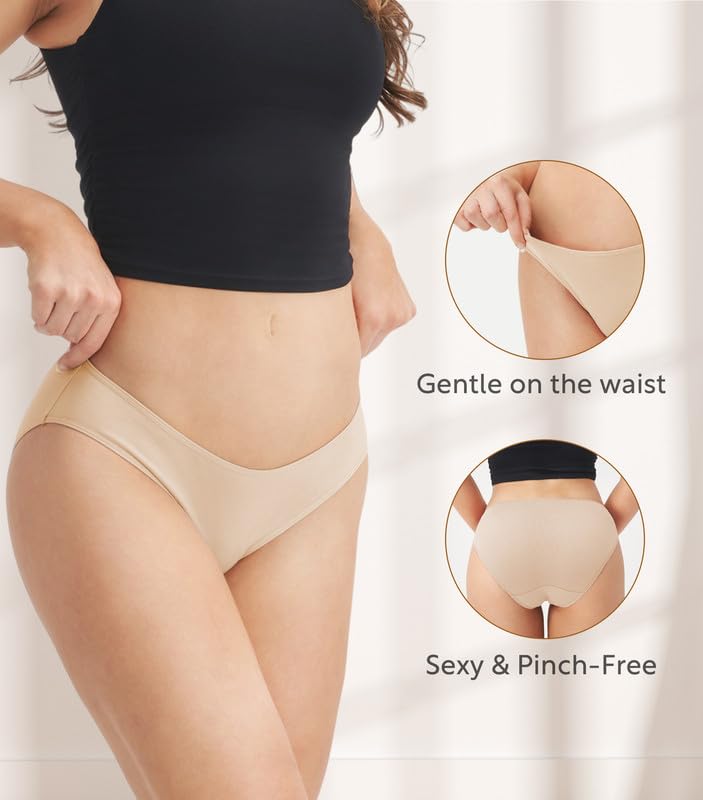 DAVID ARCHY Ropa interior de bikini de algodón para mujer, transpirable, de talle bajo, suave, para mujer, paquete múltiple