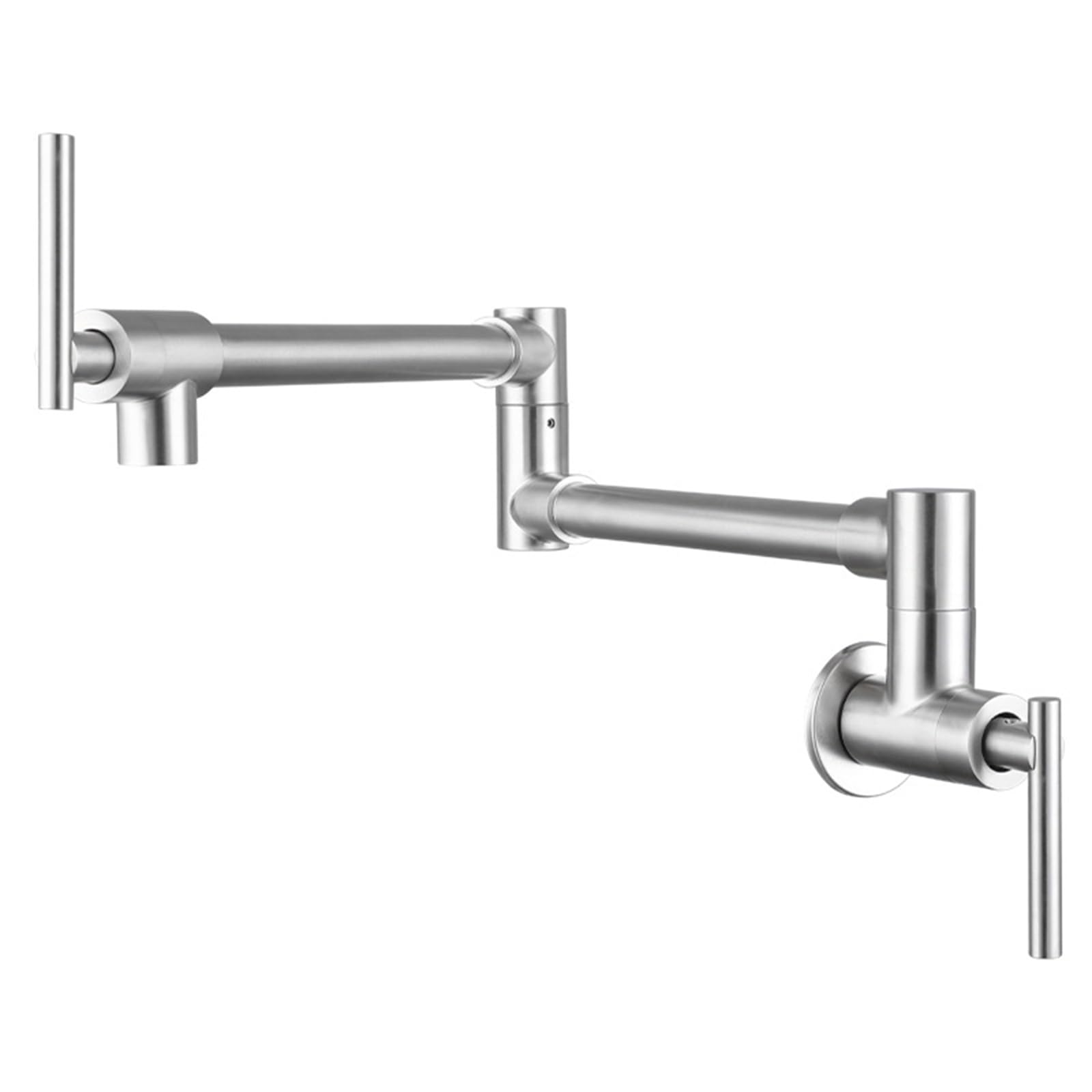 Faucet Rubinetto a Muro di Cucina Retrattile, a Doppia Maniglia Fredda e Colore Spazzolato