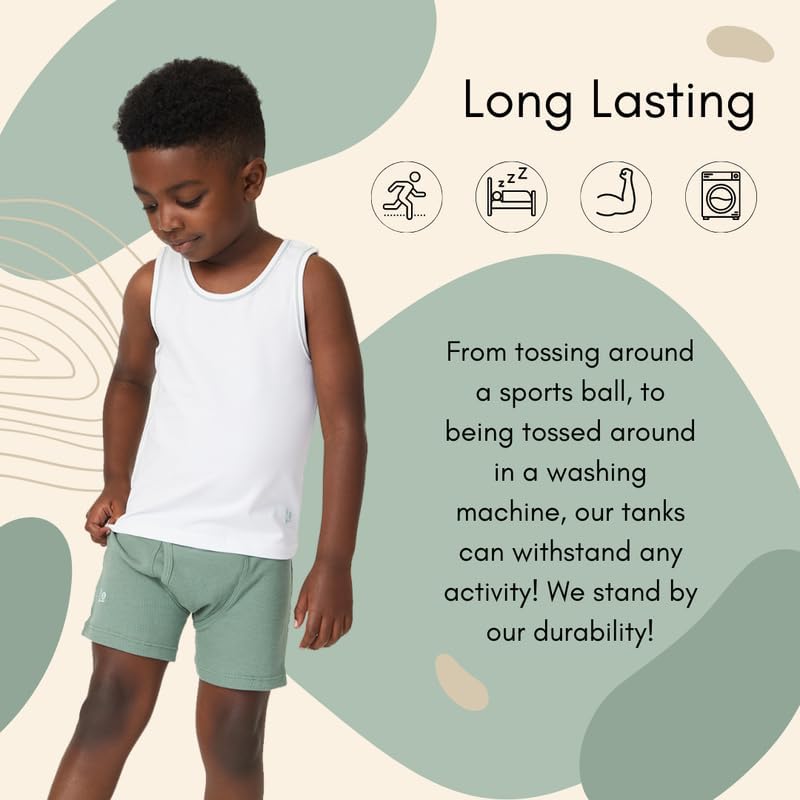 Feathers Boys White Tank Top 100% Cotton Tagless Undershirts 3-Pack - Image 4