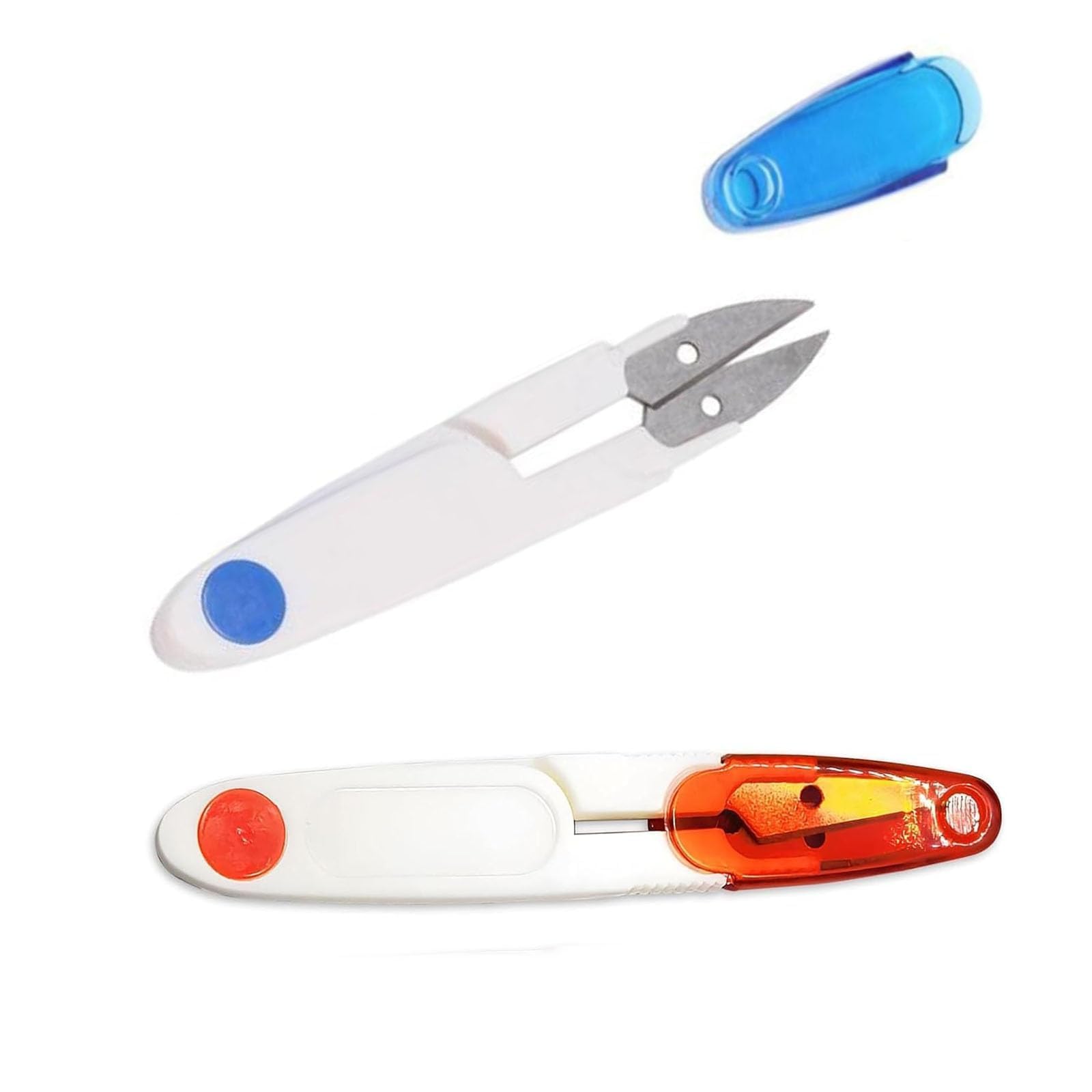 2 Pcs Sewing Snips Thread Cutter Sewing Scissors with Safety Cap Snip Scissors for DIY and Arts Crafts Blue,Red