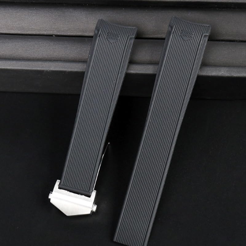 Le bracelet de montre en silicone avec bord incurvé caoutchouc convient à une taille 22 mm