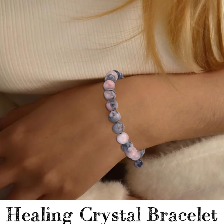 MOZAKA 12PCS 8mm Beaded Bracelets for Women Men Crystal Bracelet Semi-Precious Gemstone Beaded Bracelets for Women3