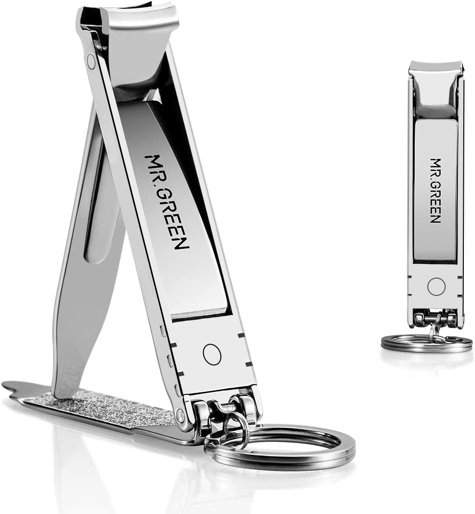 Collapsible Nail Clippers Small and Thin Portable Travel Nail Scissors Cutter Stainless Steel Manicure Tools with Nail Files (Eco-Packaging)