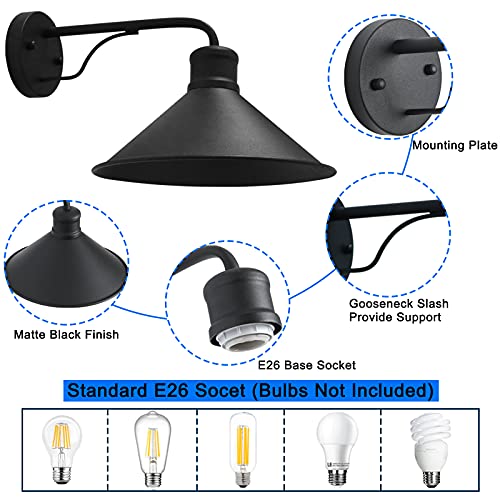 Victogate 3 Pack Outdoor Wall Lights Wall Mount For House Front Porch Outdoor Wall Light Fixtures Wall Mount Matte Black Farmhouse Outdoor Wall Sconce, Classic Barn Lights Outdoor & Indoor-E26 Socket #TOP2