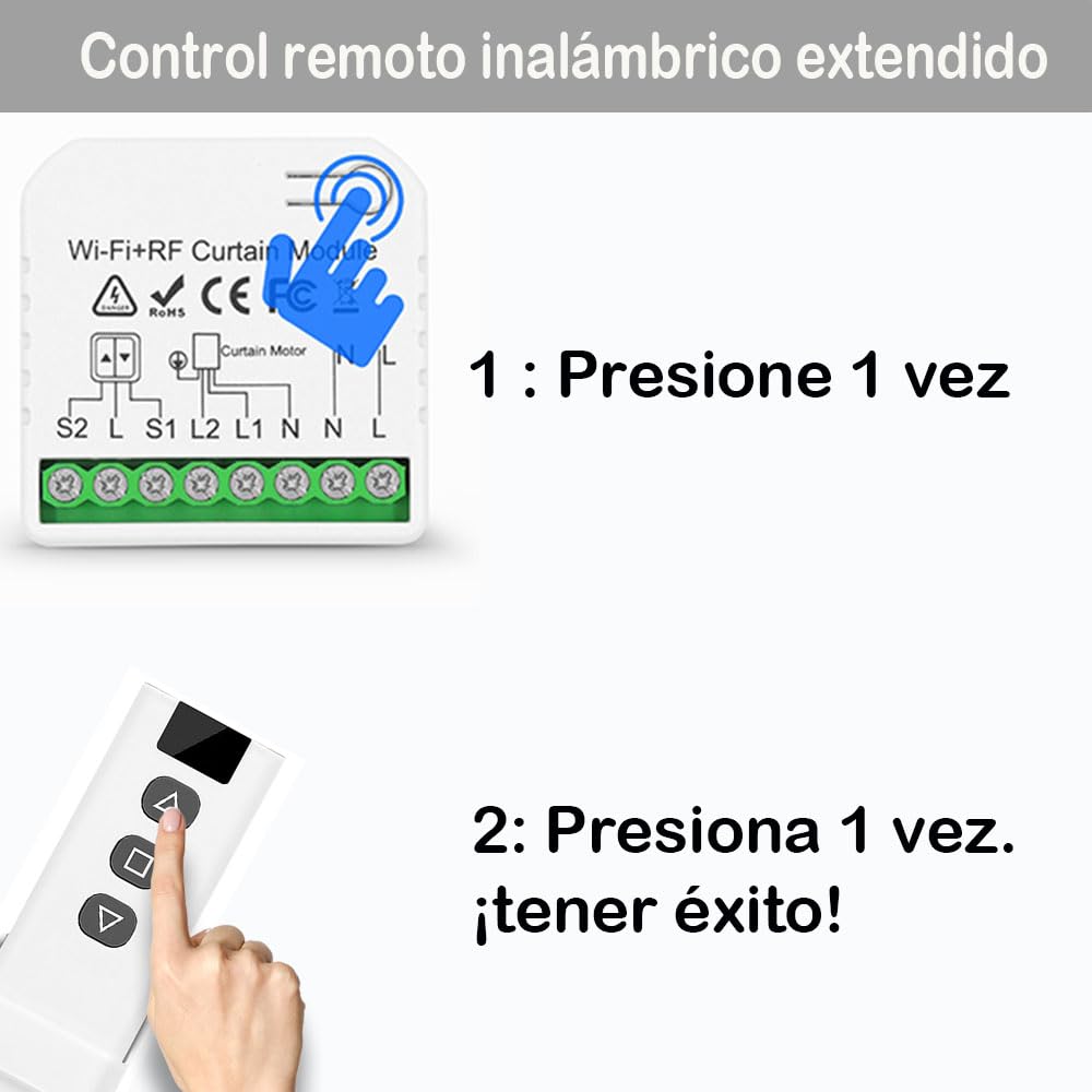 Interruptor De Persianas Por Radio, Receptor De Módulo De Relé Inalámbrico Con Rango De Control Remoto RF De Hasta 100M Receptor De Relé De 2200W Para Persianas Eléctricas