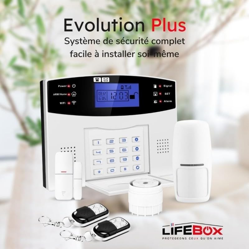 Evolution Plus, système d'alarme sans Fil connectée WiFi/GSM 4G Compatible Androïd et iOS