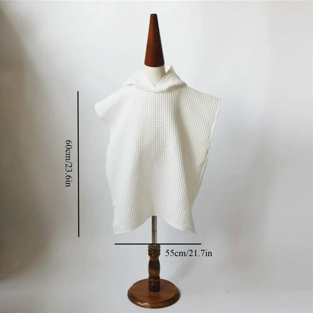 ZBDP Lot de 2 poncho à capuche pour enfants Serviette de plage Poncho Couleur unie Couverture à capuche après le bain Séchage rapide pour la plage, la natation et le bain