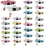 30Pcs Breakaway Cat Collars with Bells and Pendants Adjustable Floral Fruit Cat Collars Safety Kitten Collar for Girl Boy Cats, Multicolor