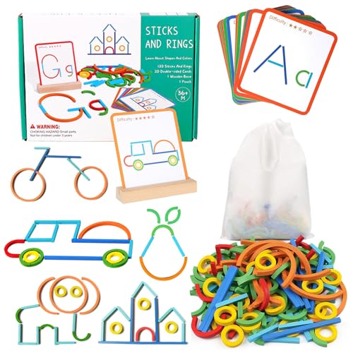 Montessori Lernspielzeug ab 3 Jahre, Montessori Spielzeug, Holz Geoboard, Vorschule Lernspiele, Form Farberkennung Spielzeug, Lernspielzeug Geschenk 2 3 4 5 6 7 Jahre Kinder Jungen Mädchen