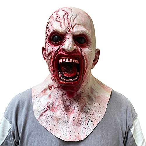 Bulex Zombie Mask Creepy Halloween Props Scary Realistic Face Mask for Adult Party Cosplay Costume Horror Decoration Props (Type-1)