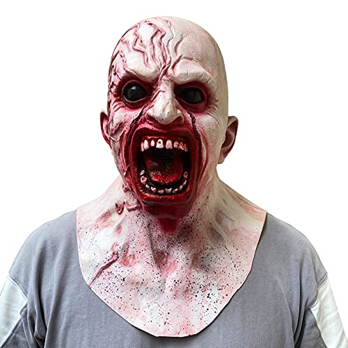 Bulex Zombie Mask Creepy Halloween Props Scary Realistic Face Mask for Adult Party Cosplay Costume Horror Decoration Props