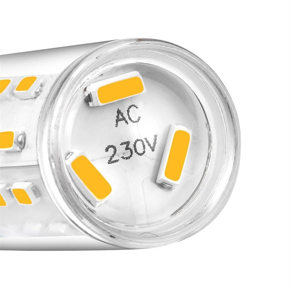 HongHeFu, Paquete de 20, bombilla LED de maíz AC220V G9 3W 33LED-4014SMD bombilla LED de maíz de cerámica sin parpadeo(Warm white)
