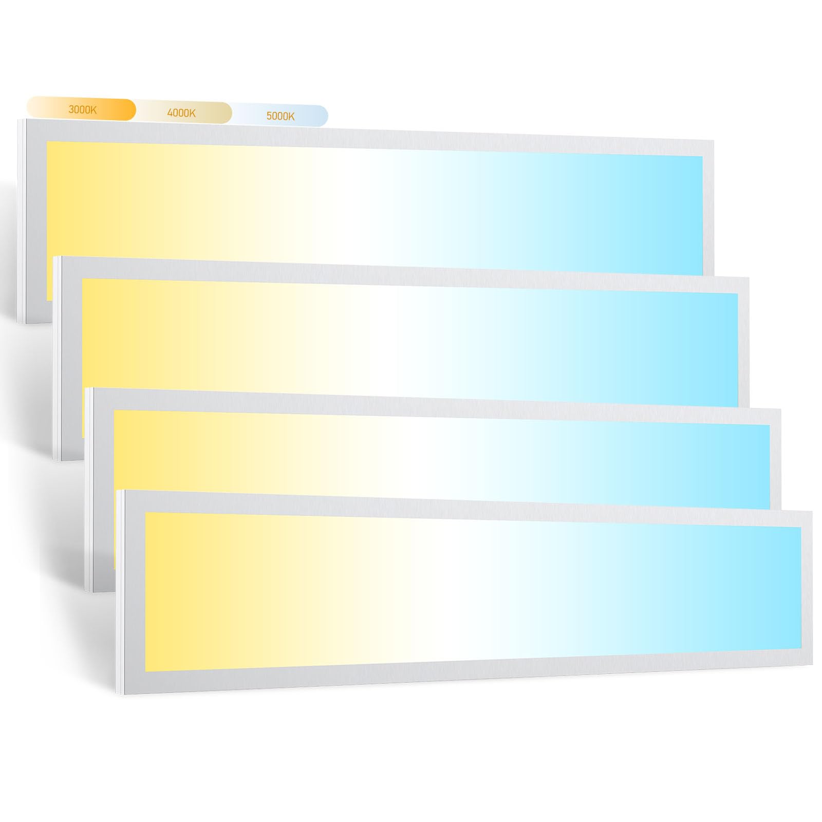 4 Pack 4FT LED Flat Panel Light Surface Mount - 40W 4400LM 120V 3000K/4000K/5000K Brightness 10%-100% by Triac Dimmer 4Ft LED Light Fixtures for Kitchen Garage