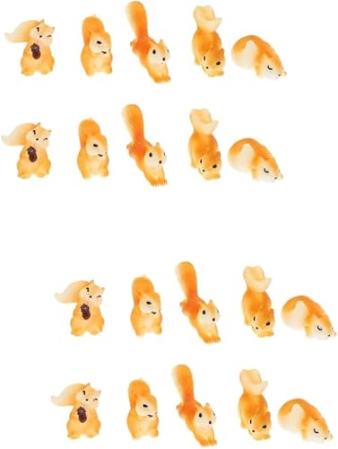 Yardwe 20 piezas de micropaisaje, ardilla, decoración de pesebre, ardilla, miniatura, animal, ardilla, jardín, estatua de jardín, adornos de