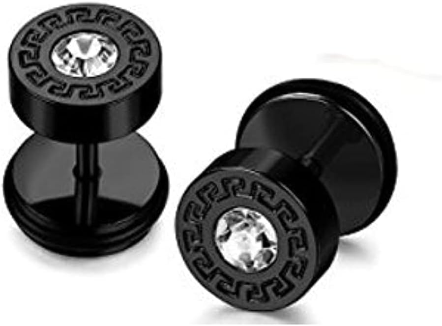 Crystal Centre 316L Stainless Steel Black Earrings for Men and Women M