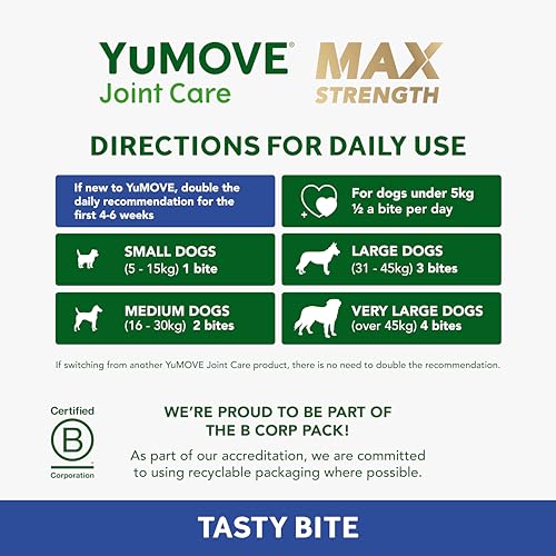 YuMOVE Max Strength Joint Supplement for Senior Dogs, Essential Dog Hip and Joint Support for Senior Dogs with Glucosamine, Chondroitin, Green Lipped Mussel, Aged 8+, 60 Chews - 4