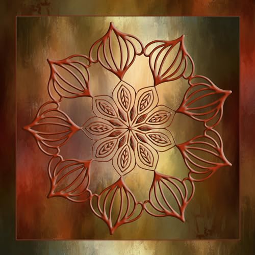 Scarlet Lace Mandela Fabric Panel - Panel Size is 26” X 26”, Quality Quilting Cotton