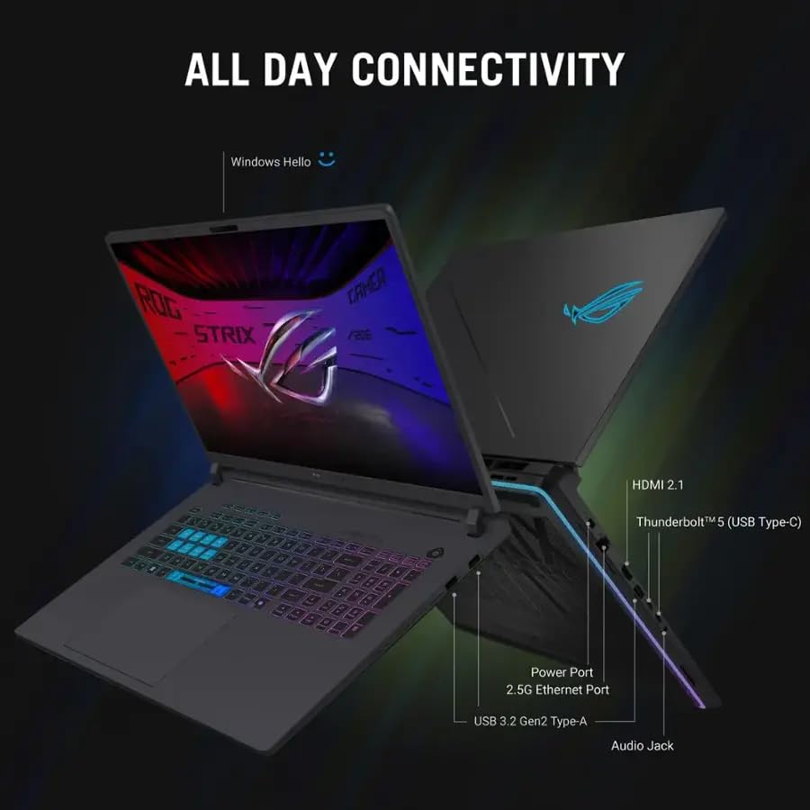ASUS ROG Strix G18 Gaming Laptop, NVIDIA GeForce RTX5080 16 GB GDDR7, Intel Ultra 9 275HX, 18” ROG 2.5K 240Hz, 64 GB DDR5 RAM 8 TB SSD, Wi-Fi 7, Windows 11 Pro,w/Office Lifetime License & Accessories - Image 6