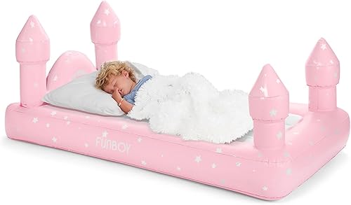 Miniatura 2 de FUNBOY Cama y colchón de aire para niños Pink Castle Sleepover, perfecto para fiestas de pijamas. Incluye bolsa de almacenamiento de transporte,