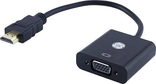 Adaptador GE HDMI a VGA, macho a hembra, Full HD 1080P, para computadora, escritorio, laptop, PC, monitor, proyectores, HDTV, Chromebook, negro,