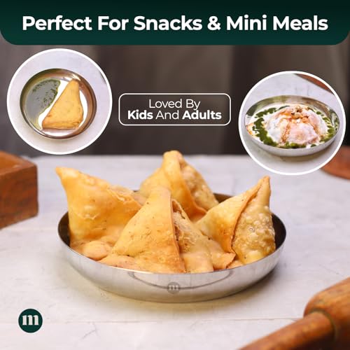Image of MARU Steel Small Round Snacks /Serving Plates Set of 4 (18 cm Each), Multi-Utility Quarter /Diet Plates for Small Meals with Mirror Finish Design, Perfect for Breakfast, Nashta, Dessert & Daily Use