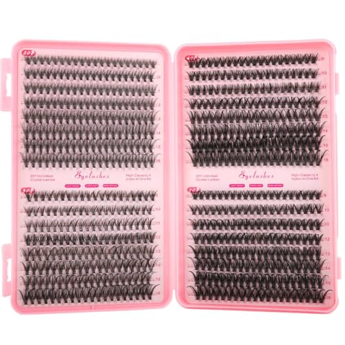 Image of MAYCREATE 640 Pcs Lash Clusters 4 Style Cluster Lashes 9-16mm Individual Lashes Clusters Eyelash Extensions False Eyelashes DIY Wispy Fluffy Lash Extension Natural