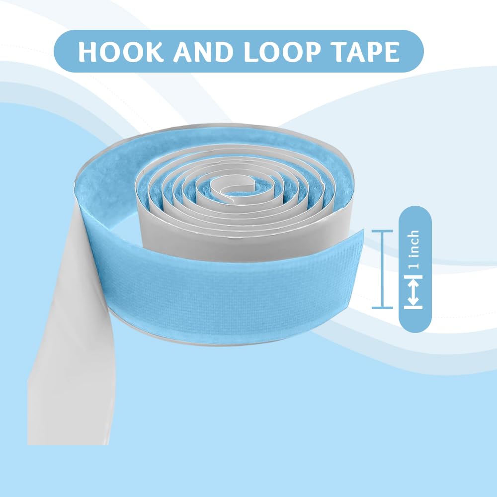 1 Inch Light Blue Hook and Loop Tape 1 Yard Self Adhesive Sticky Strong Back Fastener Nylon Excellent Grip Strips Heavy Duty Fastener Roll for Fixing and Hanging Home Office School Car Craft