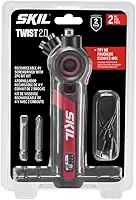 SKIL Chave de fenda Twist 2.0 recarregável de 4 V com cabeça giratória, configuração de torque, cabo de carregamento USB-C e conjunto de 2 bits SD5619-01