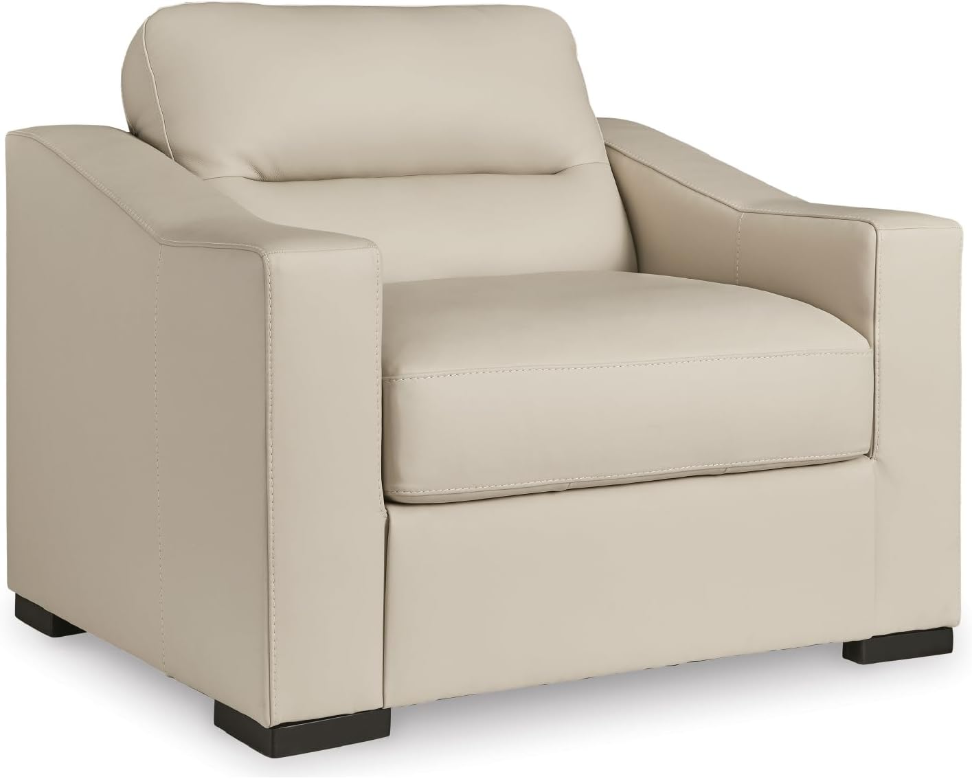 Signature Design by Ashley Treasure Trove Contemporary Leather Match Upholstered Oversized Chair with Removable Cushion, Beige