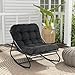 Grand patio schaukelstuhl Outdoor mit Kissen, Schaukelliege Wetterfester Relaxstuhl aus Metall für Garten, Wohnzimmer, Hof, Terrasse und Balkon, bis 150 kg Belastbar - Schwarzgrau